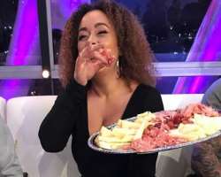 Brittany DeJesus eating non vegetarian food